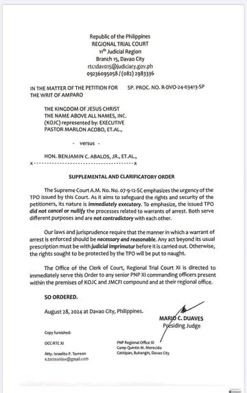 quiboloy dome davao|Court issues Supplemental, Clarificatory Order in Quiboloy Case.